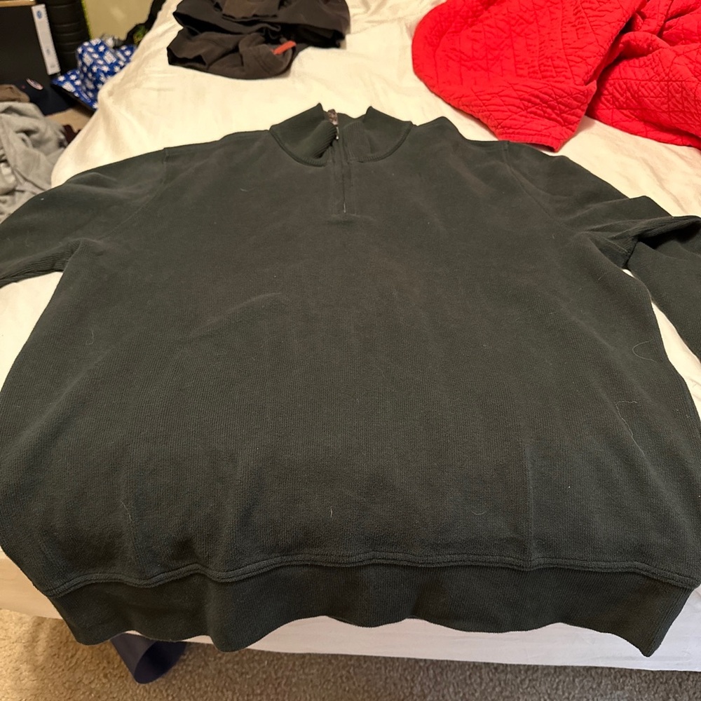 eddie bauer 1/4 zip sweater forrest green large